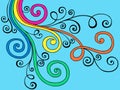 Groovy Psychedelic Doodle Swirls Vector Royalty Free Stock Photo