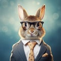 Groovy Rabbit: A Storybook-esque Image Of A Rabbit In Glasses And Suit Royalty Free Stock Photo