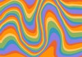 Groovy rainbow waves background. Psychedelic retro abstract backdrop. Curve colorful stripes backdrop in 60-70s hippie Royalty Free Stock Photo