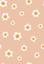 Groovy retro daisy flowers background. Groovy flowers seamless pattern. Groovy floral pastel wallpaper with flowers Royalty Free Stock Photo