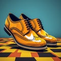 Groovy Retro Shoes With Yellow Optical Illusionism
