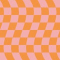 Groovy seamless pattern with squares orange and pink psychedelic background