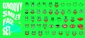 Groovy smiley face set. Retro crazy emoji collection. Hippie psychedelic quirky smile characters. Positive old cartoon