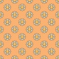 Groovy Smiling Flower Character vector simple colored seamless pattern