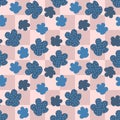 Groovy spotted flowers seamless pattern on checkered background. Retro floral print for fabric, paper, T-shirt. Summer Royalty Free Stock Photo