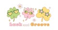 Groovy st patrick's day banner, cute disco clover leaves shamrock group cartoon doodle drawing Royalty Free Stock Photo