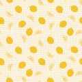 Groovy style melons seamless pattern on grid distorted background. Perfect print for fabric, paper, textile. Hand drawn