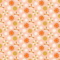 Groovy Summer Flowers Seamless Pattern 70s, 60s Retro style