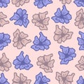 Groovy summer flowers seamless pattern in 1970s style. Floral simple background for textile, stationery, wrapping paper, covers. Royalty Free Stock Photo