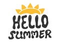 Groovy text with sun. Absract phrase hello summer