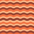 Retro 70s funky waves seamless pattern in orange, brown and beige Royalty Free Stock Photo