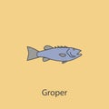 groper 2 colored line icon. Simple purple and gray element illustration. groper concept outline symbol design from fish set