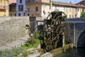 Groppello Italy: big wooden wheel on Martesana canal