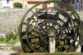 Groppello Italy: big wooden wheel on Martesana canal