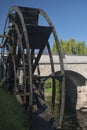 Groppello Italy: big wooden wheel on Martesana