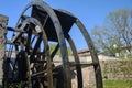 Groppello Italy: big wooden wheel on Martesana