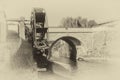 Groppello Italy: big wooden wheel on Martesana