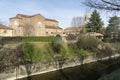 Old buildings along the canal Martesana at Groppello, Milan