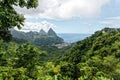 View of Grand Pitons on Caribbean island of St lucia Royalty Free Stock Photo