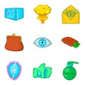 Gross carelessness icons set, cartoon style