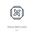 Gross dark cross icon. Thin linear gross dark cross outline icon isolated on white background from signs collection. Line vector