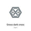 Gross dark cross outline vector icon. Thin line black gross dark cross icon, flat vector simple element illustration from editable