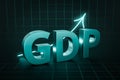 Gross Domestic Product or GDP economy value on business finance background with financial profit rate. 3D rendering