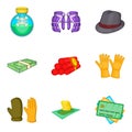 Gross negligence icons set, cartoon style Royalty Free Stock Photo