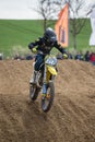 Gross Schwiesow, Germany - March 01,2019 - Motocross racer jump over a sand hill