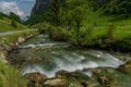 Grossarler Ache river in sunny cloudy morning in Austria