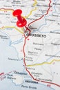 Grosseto pinned on a map of Italy Royalty Free Stock Photo