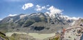 Grossglockner, Austria - Aug 8, 2020: Panoramic view of Kaiser Franz Josefs viewpoint with summit glacier Royalty Free Stock Photo