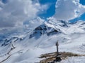 Grossglockner - High alpine road going along majestic snow covered mountain peaks in High Tauern National Park Royalty Free Stock Photo