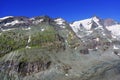 The Peak of Grossglockner Mountain and the glacier Pasterze. Royalty Free Stock Photo