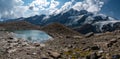 Grossglockner mountain lake rocks and yellow flowers in the foreground in the Austrian Alps in the Hohe Tauern mountains Royalty Free Stock Photo