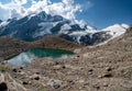 Grossglockner mountain lake rocks and yellow flowers in the foreground in the Austrian Alps in the Hohe Tauern mountains Royalty Free Stock Photo