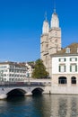 Grossmuenster in Zurich in summer Royalty Free Stock Photo