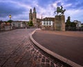 Grossmunster Church and Mayor Hans Waldmann Statue in the Morning, Zurich, Switzerland