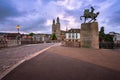 Grossmunster Church and Mayor Hans Waldmann Statue in the Morning, Zurich, Switzerland