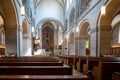 Grossmunster or GrossmÃÂ¼nster church interior in Zurich city Switzerland, no people