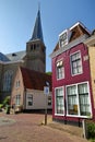 Grote Kerk church viewed from Grote Kerkstraat street in Harlingen, Friesland, Netherlands Royalty Free Stock Photo