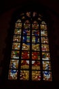 Stained glass window of Grote Kerk in Haarlem, Netherlands Royalty Free Stock Photo