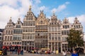 Grote Markt, Antwerp, city square with the town hall, carefully designed guilds of the 16th century, many restaurants and cafes. Royalty Free Stock Photo