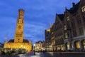 Grote Markt with Belfry of Bruges in Belgium Royalty Free Stock Photo