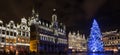 Grote markt place on a christmas evening brussels belgium high definition panorama Royalty Free Stock Photo