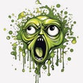 Grotesque Alien Head Spitting Blot: Playful Environmental Art Doodle Royalty Free Stock Photo