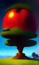 Grotesque giant apple tree - digital art Royalty Free Stock Photo