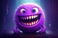 Grotesque Scary evil face grimace with fear teeth. Generate Ai