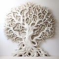 Grotesque White Reed Sculpture Tree Of Life Installation Art