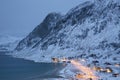 Grotfjord Village In The Winter Time, Kvaloya, Troms, Norway Royalty Free Stock Photo